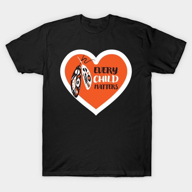 Every Child Matters Orange shirt day heart logo design T-Shirt by JDawnInk